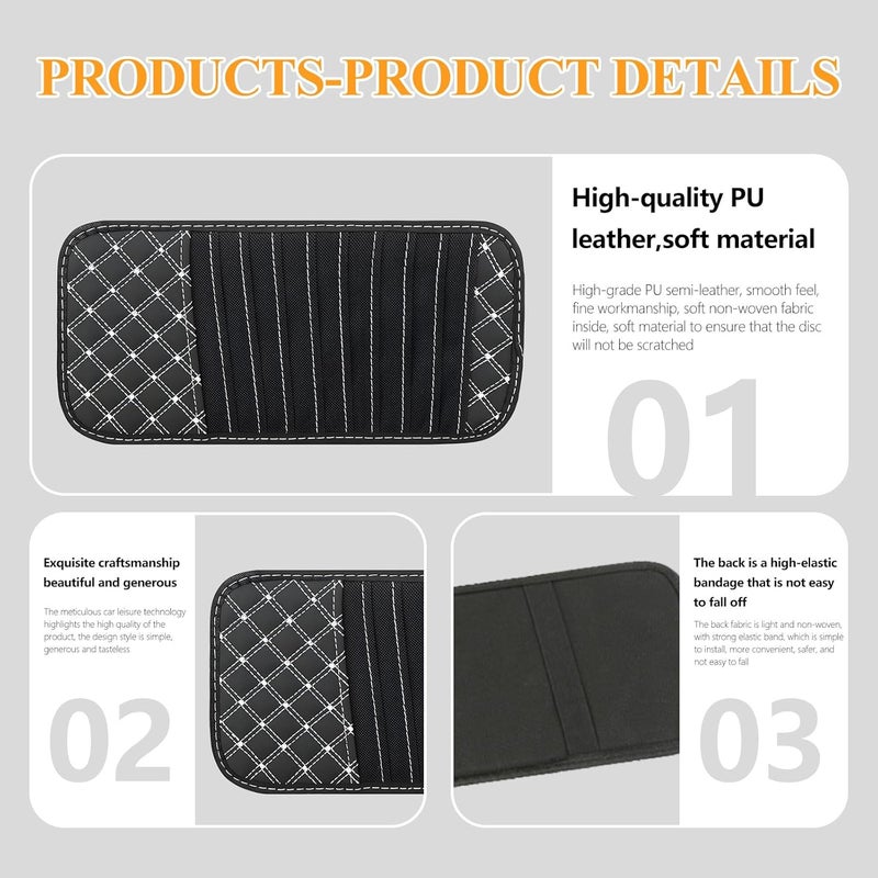 PASDUCHAS 2 PCS CD Visor Holder for Car, Black Non-Woven Cloth & Pu Leather Large Capacity Visor CD Holder - Image 3